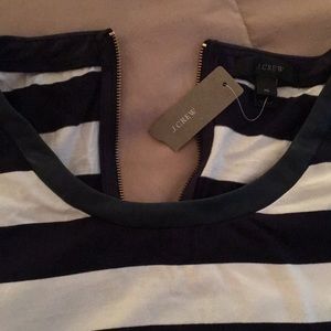 J Crew, faux leather trimmed top